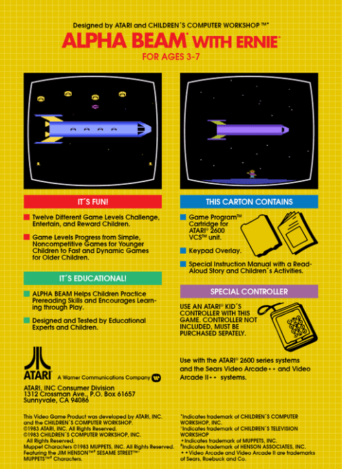 Alpha Beam with Ernie — Box back
