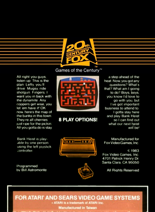 Bank Heist — Box back