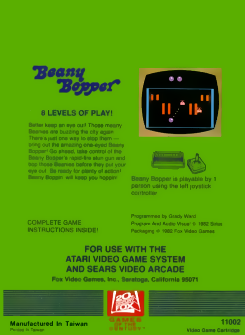 Beany Bopper — Box back