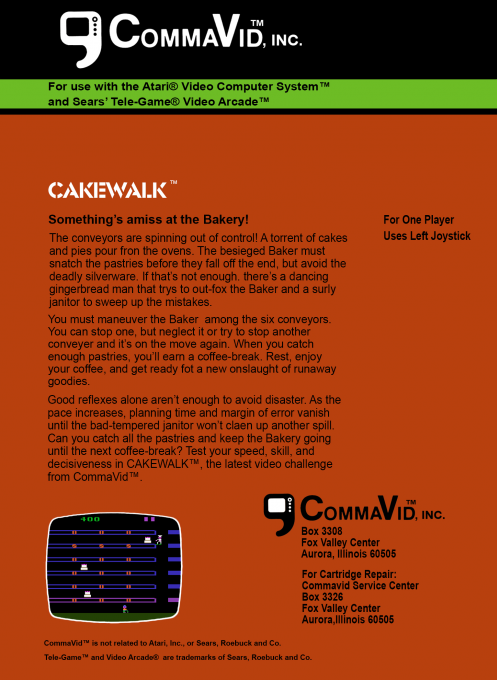 Cakewalk — Box back