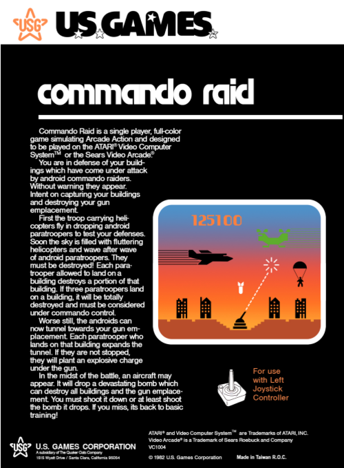 Commando Raid — Box back