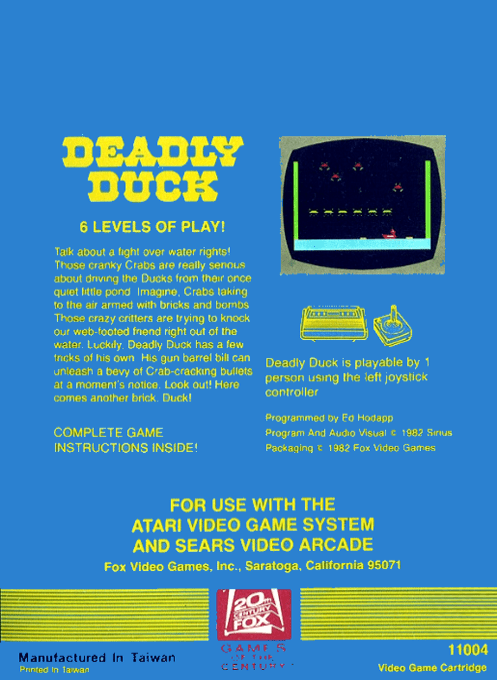 Deadly Duck — Box back