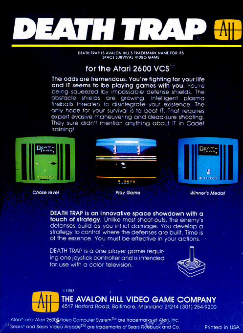 Death Trap — Box back