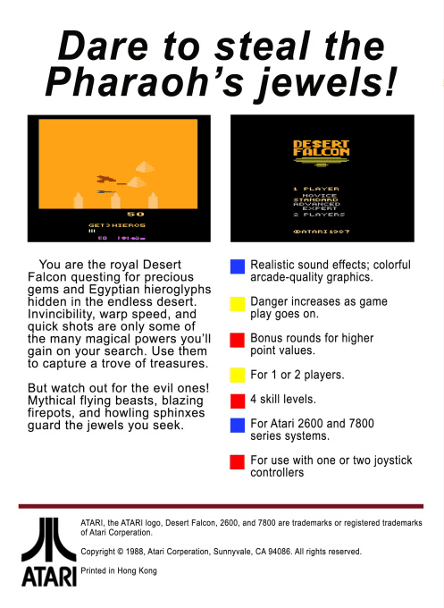 Desert Falcon — Box back