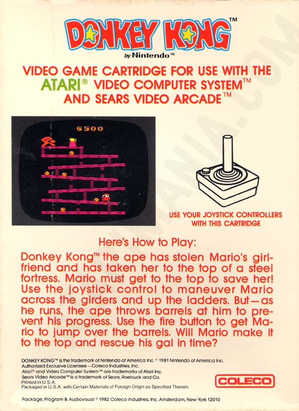 Donkey Kong — Box back