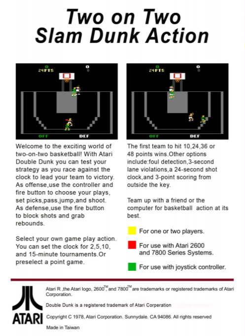 Double Dunk — Box back