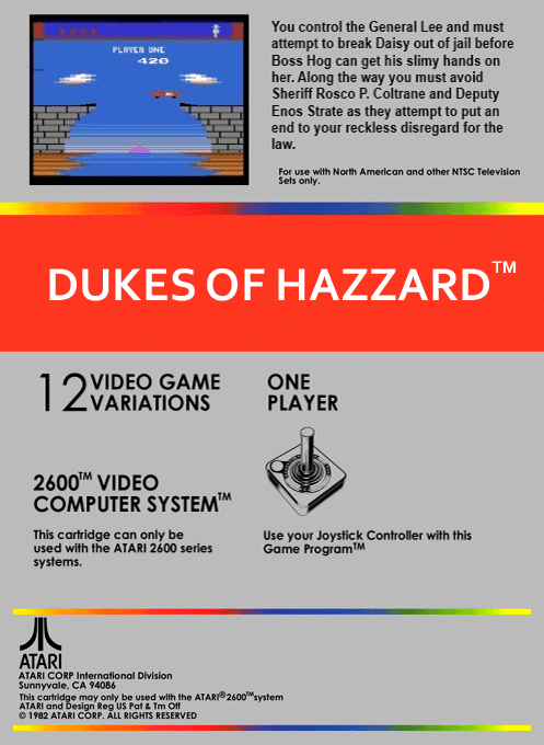 Dukes of Hazzard — Box back