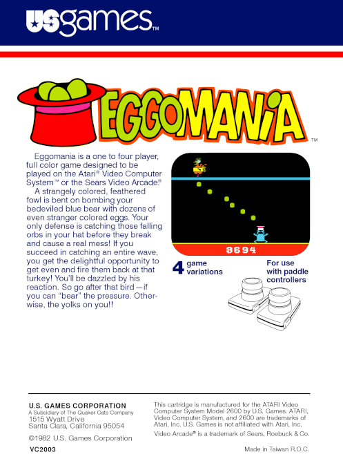 Eggomania — Box back