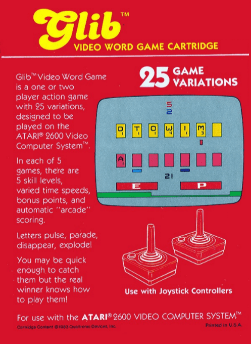Glib : Video Word Game — Box back