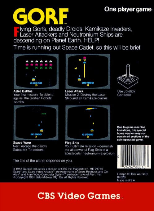 Gorf — Box back
