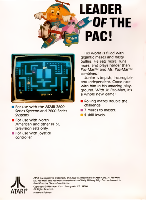Jr. Pac-Man — Box back