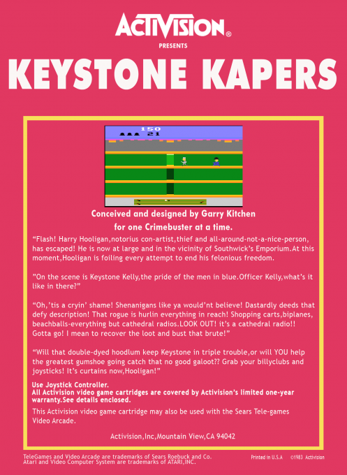 Keystone Kapers — Box back