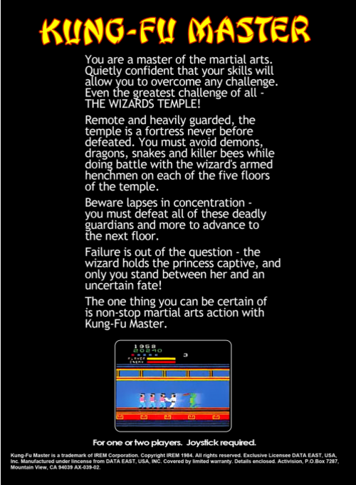 Kung-Fu Master — Box back