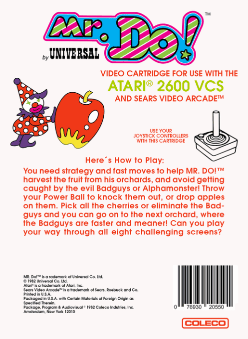 Mr. Do! — Box back