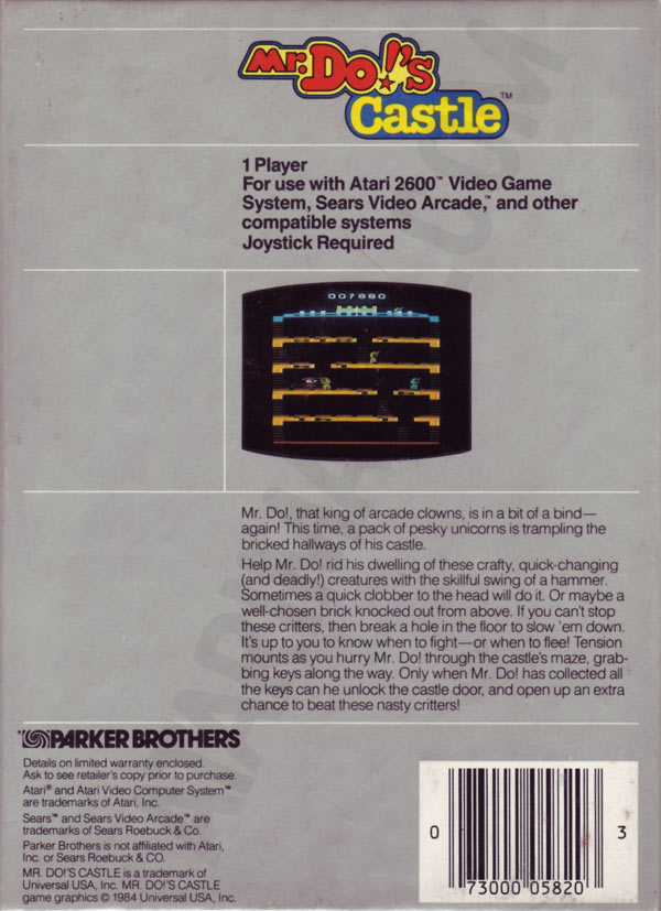 Mr. Do!'s Castle — Box back