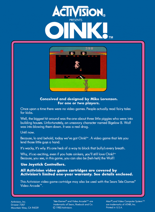 Oink! — Box back
