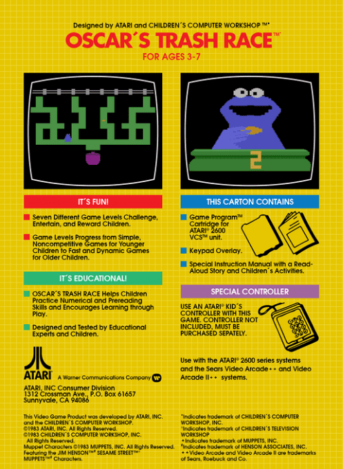 Oscar's Trash Race — Box back