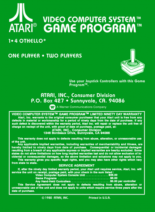 Othello — Box back