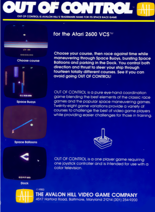 Out of Control — Box back