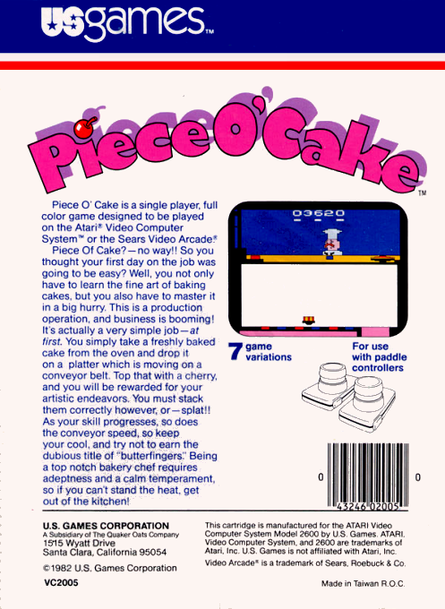 Piece o' Cake — Box back