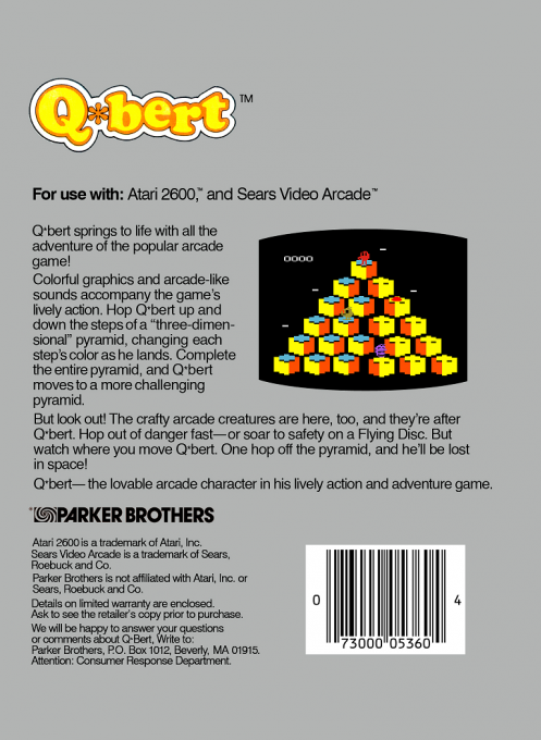 Q*bert — Box back