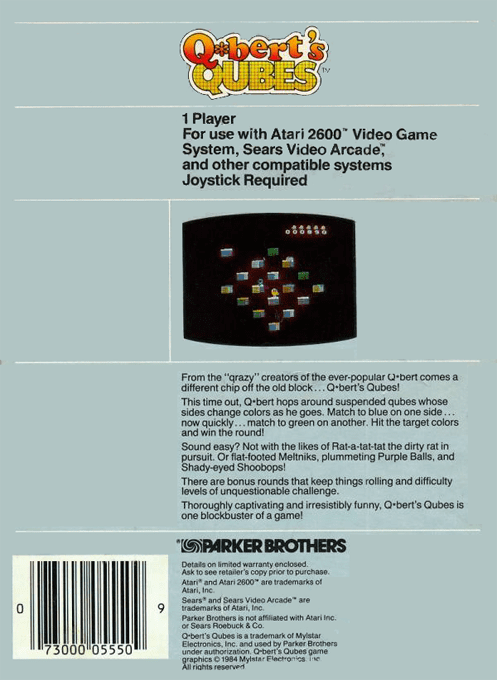 Q*bert's Qubes — Box back