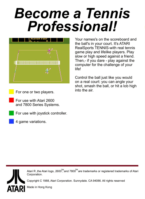 RealSports Tennis — Box back