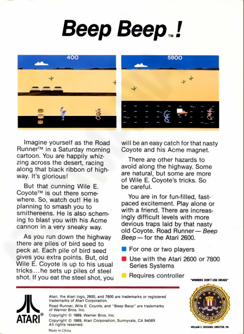Road Runner — Box back