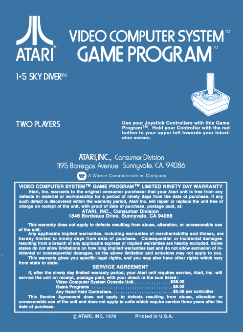 Sky Diver : Dare Diver — Box back