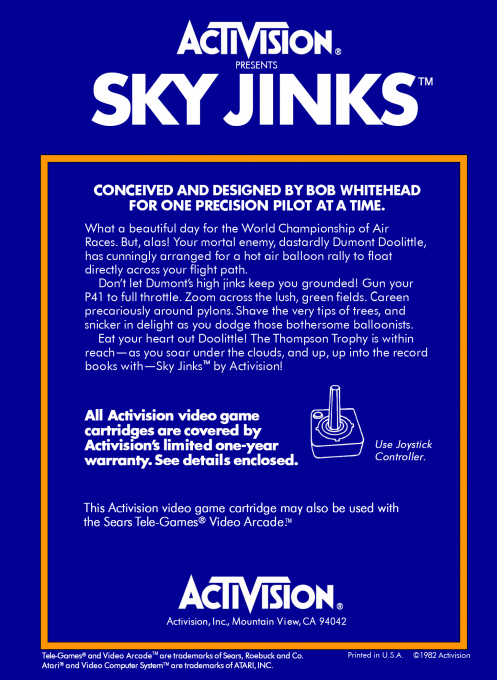 Sky Jinks — Box back