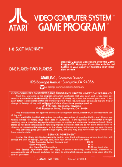 Slot Machine : Slots — Box back