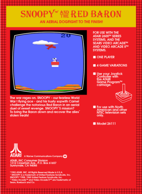 Snoopy and the Red Baron — Box back