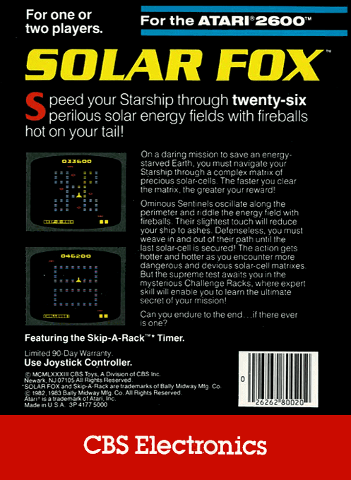 Solar Fox — Box back