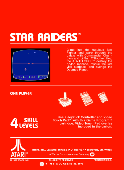 Star Raiders — Box back