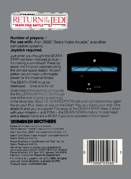Star Wars : Return of the Jedi, Death Star Battle — Box back