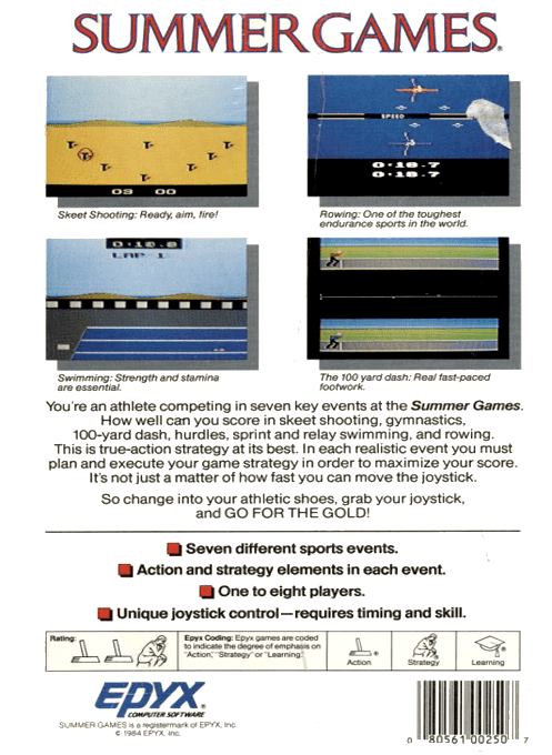 Summer Games — Box back