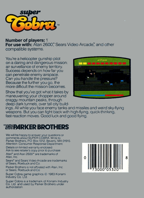 Super Cobra — Box back