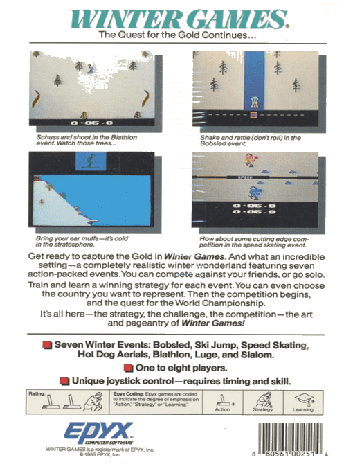 Winter Games — Box back