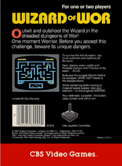 Wizard of Wor — Box back