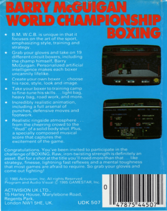 Barry Mcguigan World Championship Boxing — Box back