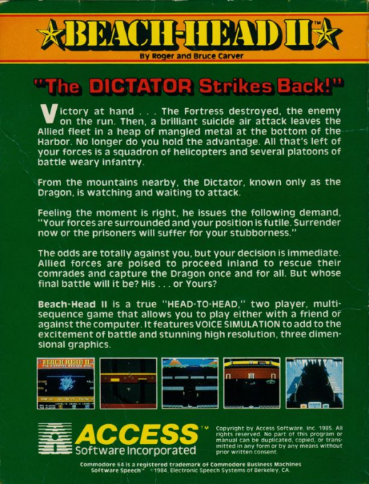 Beach-Head II : The Dictator Strikes Back — Box back