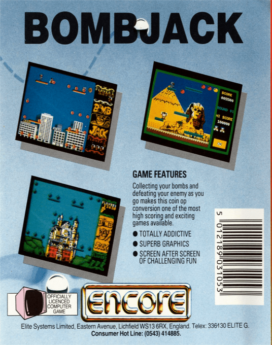 Bomb Jack — Box back