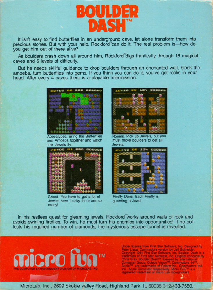 Boulder Dash — Box back