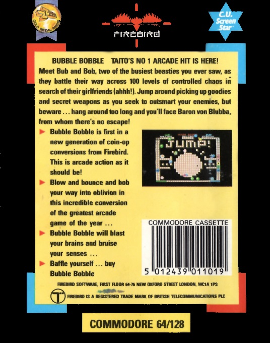 Bubble Bobble — Box back