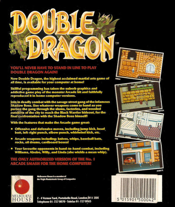 Double Dragon — Box back