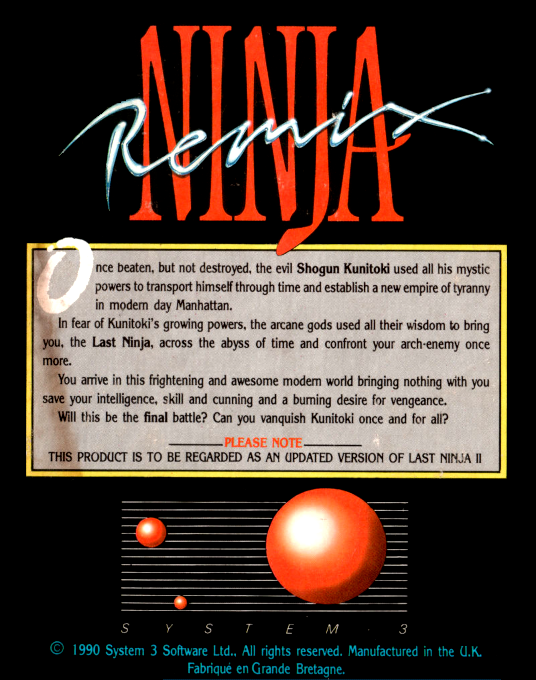 Last Ninja Remix — Box back
