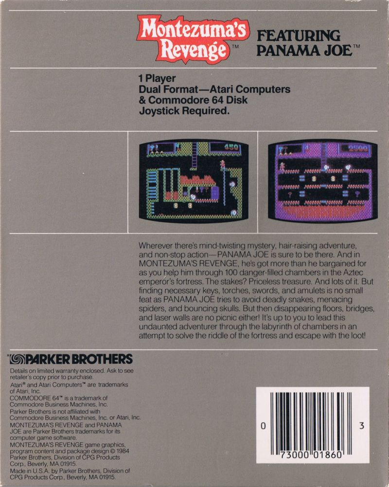 Montezuma's Revenge — Box back