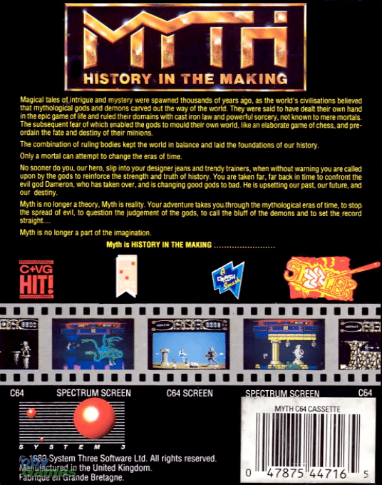 Myth : History in the Making — Box back