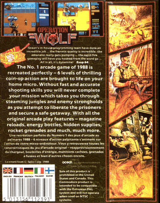 Operation Wolf — Box back