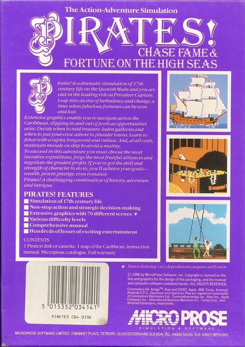 Pirates! — Box back